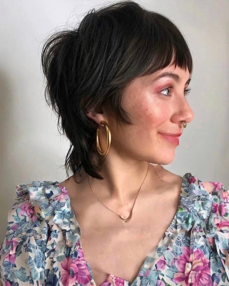 Dark Brown Mid-Back Mullet With Subtle Highlights — Mullet Hairstyles