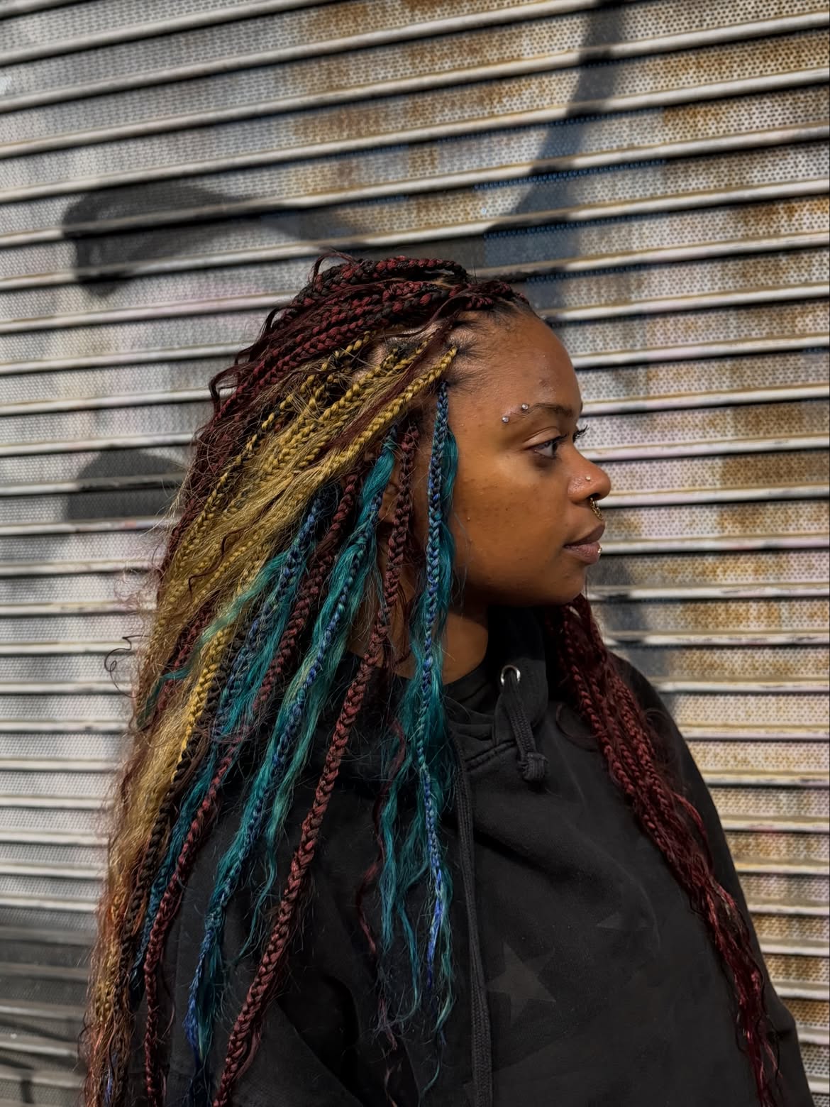 Multi-Tone Boho Braids With Colorful Peekaboo Highlights