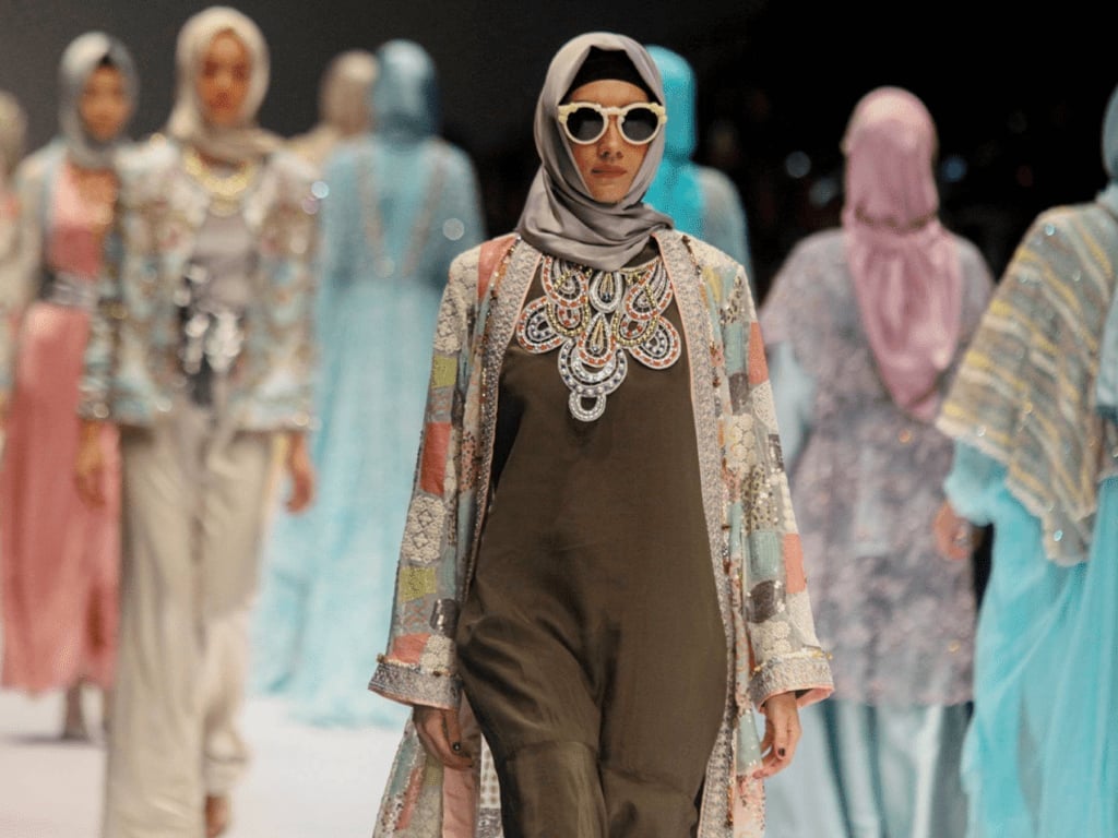 Olive Green Jumpsuit with Ornate Embellished Coat, Close-Up Take — Muslim Outfits