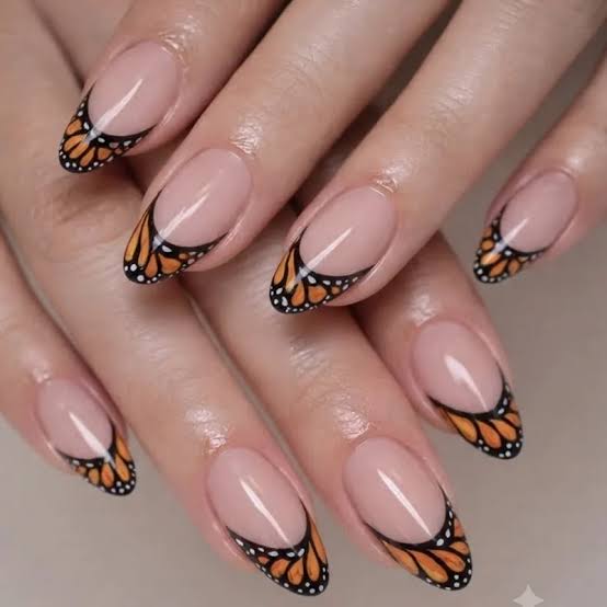 Medium Almond Nude Butterfly Tip French Nails Medium Almond Nude Butterfly Tip French Nails — Nail Art