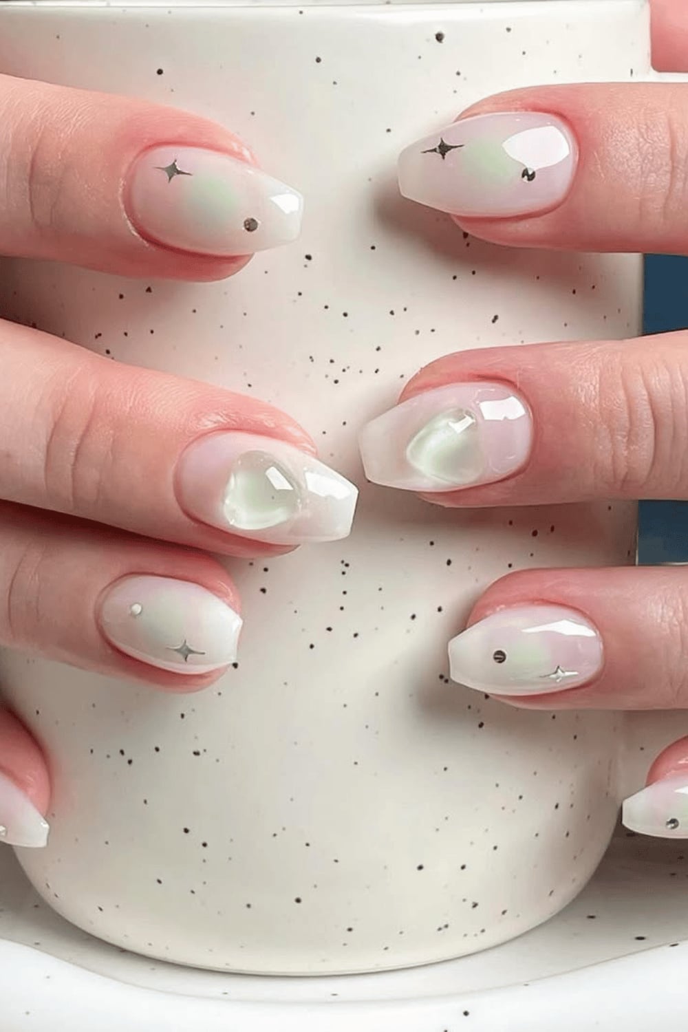 Short Square Nails With 3D Hearts And Stars — Nail Designs