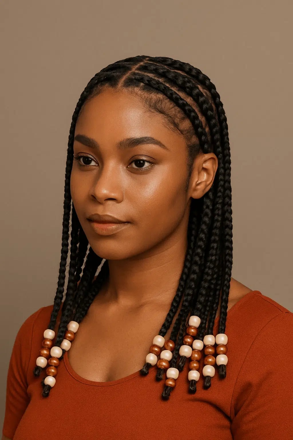 Natural Hair Braids 2027 with Heart Patterns & Beads