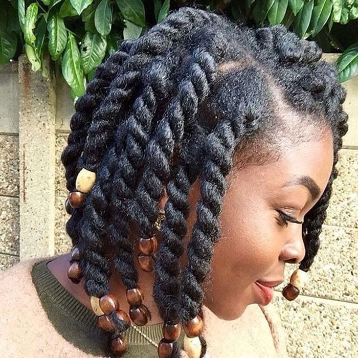 Shoulder Length Twists With Wooden Beads, плечи Shoulder Length Twists With Wooden Beads, плечи — Natural Hair Twists
