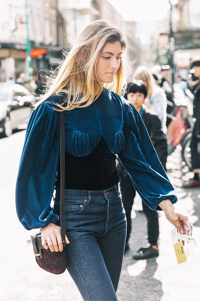 Royal Blue Velvet Top Casual Wear Navy Blue Outfits