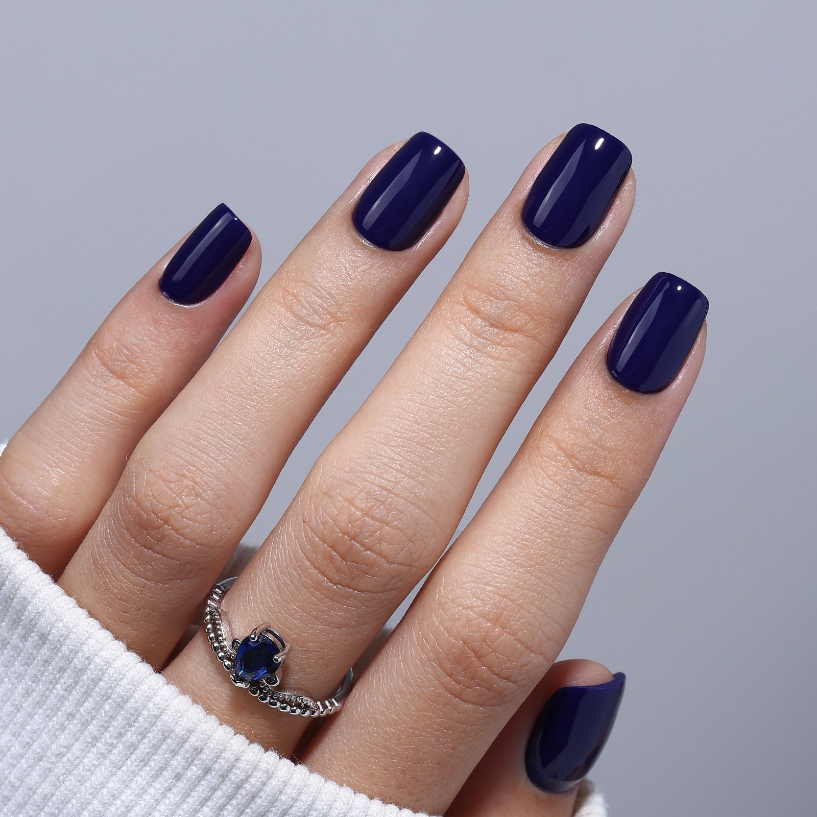 Short Square Deep Navy Nails