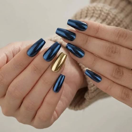 Short Almond Matte Navy Blue — Navy Nails