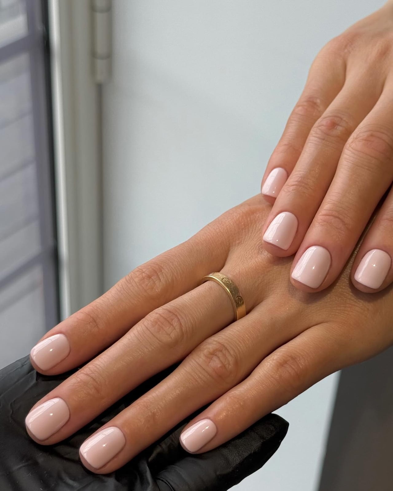 Sheer Pale Pink Short Square Nails, Glossy, Office-Safe Version — Neutral Nails Colors