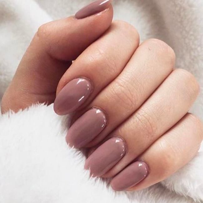 Dusty Rose Short Oval Nails — Neutral Nails Colors