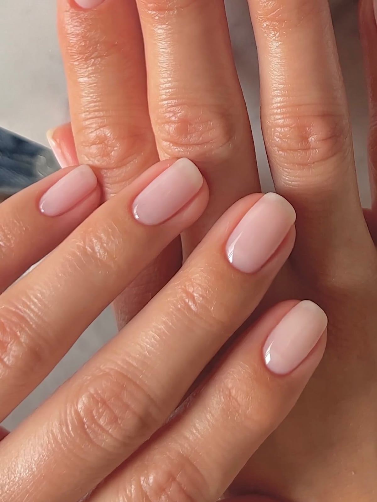 Sheer Milky Pink Short Oval Nails, Glossy — Neutral Nails Colors