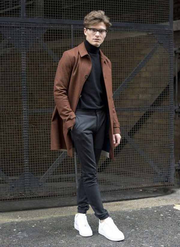 Brown Trench Coat for Stylish Casual Outing — New Years Eve Outfits Men