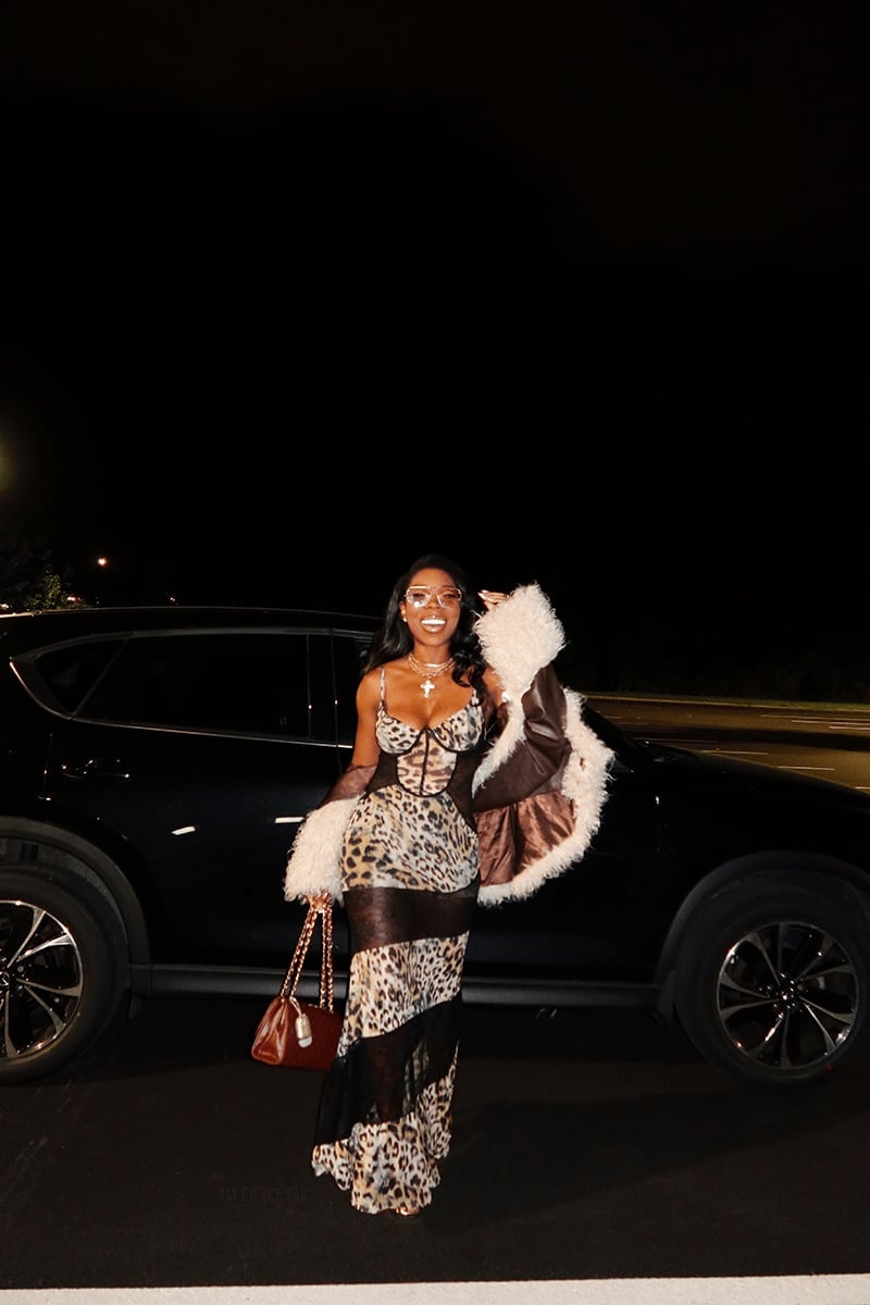 Leopard Print Maxi Dress with Faux Fur Jacket — Night Out Outfits