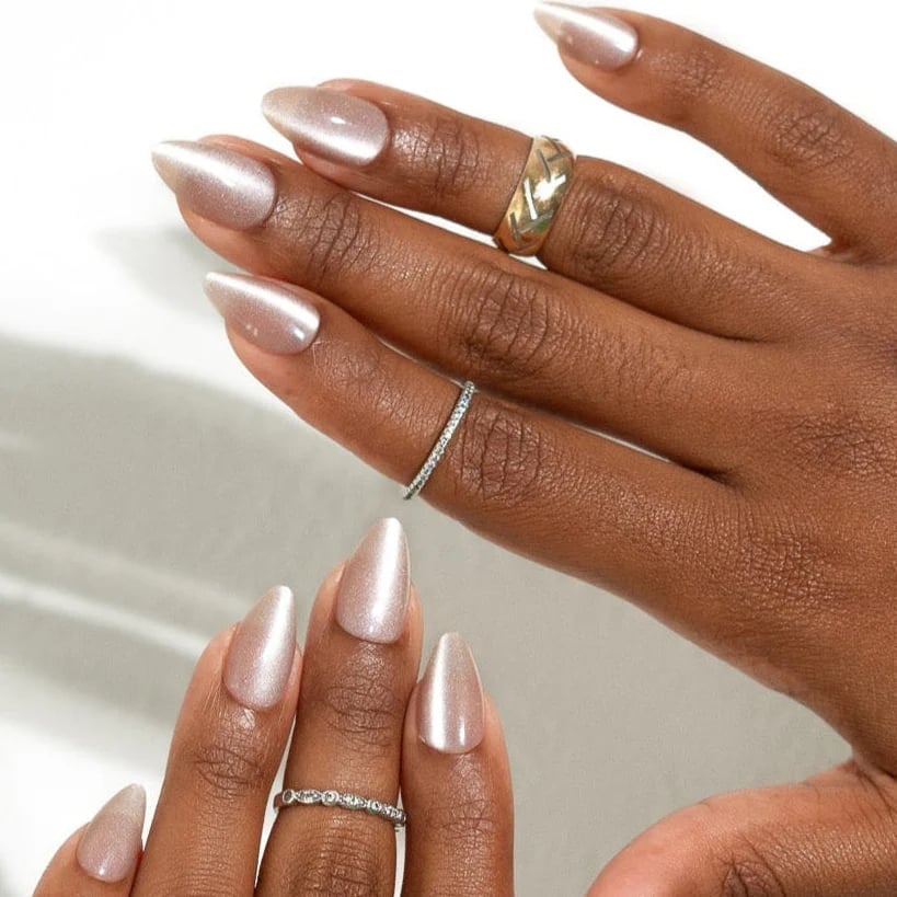 Rose Gold Nude Metallic Chrome Stiletto Nails — Nude Chrome Nails