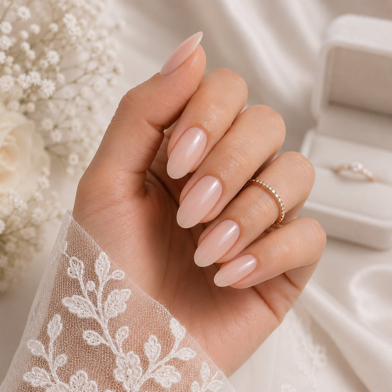 Soft Peachy Pink Nude Oval Nails — Nude Nails