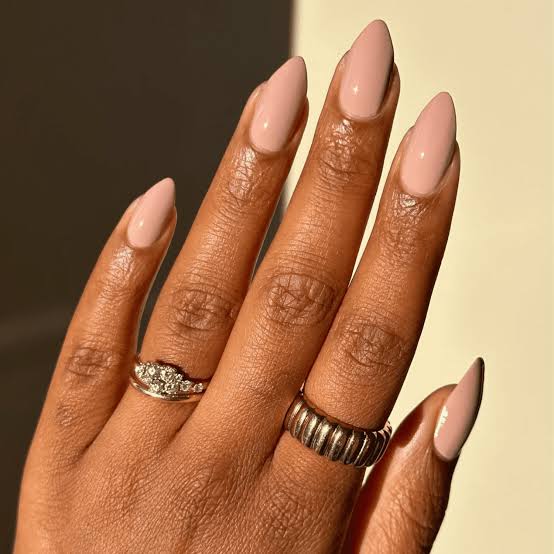 Dusty Rose Beige Almond Nails — Nude Nails