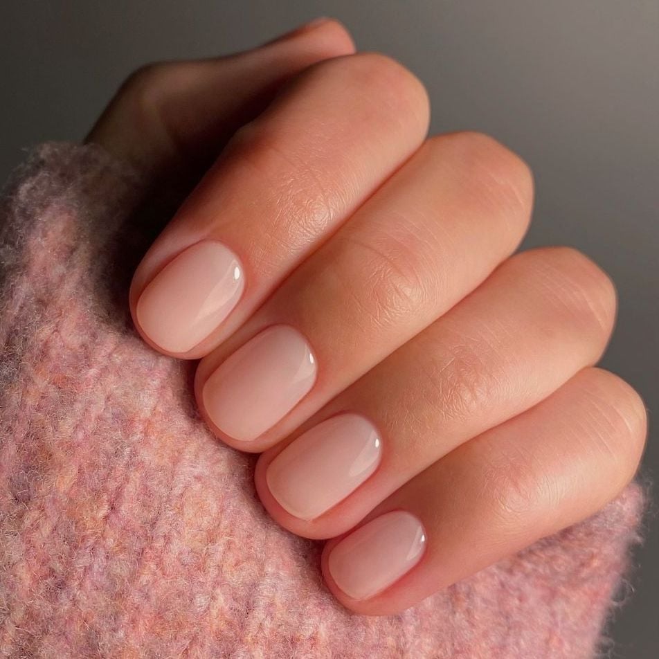 Milky Pink Beige Soft Square Nails — Nude Nails