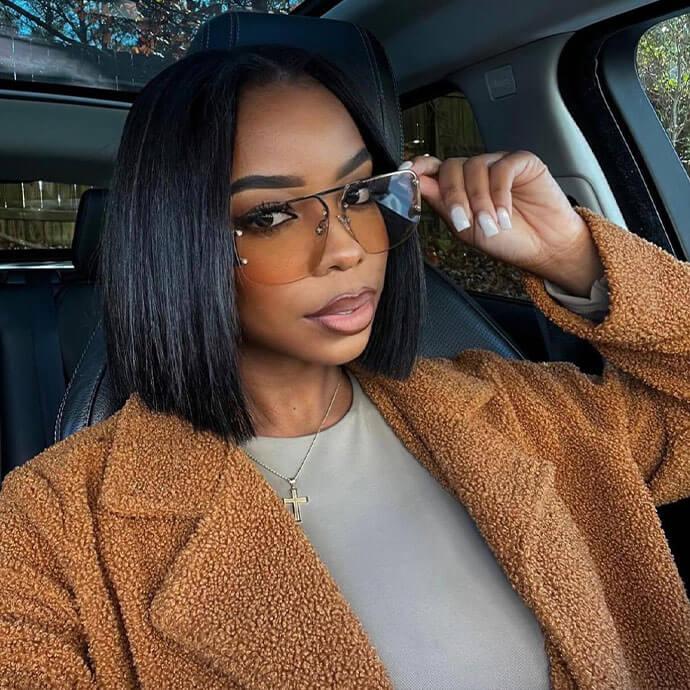 Chin-Length Dark Brown Blunt Bob Chin-Length Dark Brown Blunt Bob — Office Hairstyles