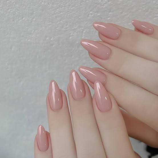 Uniform Dusty Rose Glossy Short Almond Nails Uniform Dusty Rose Glossy Short Almond Nails — Office Nails
