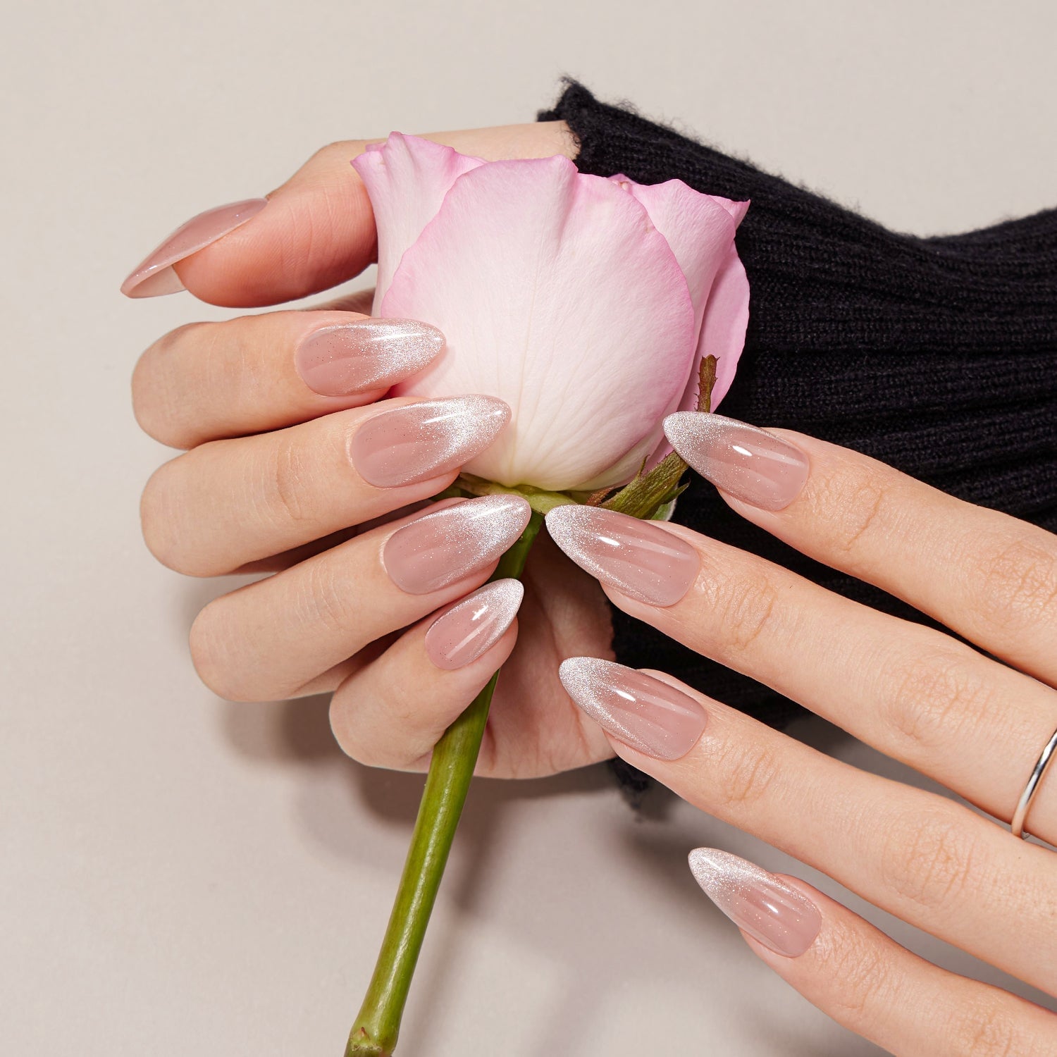 White Shimmer Cat-Eye Gradient Long Stiletto Nails White Shimmer Cat-Eye Gradient Long Stiletto Nails — Office Nails