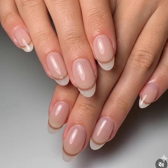 Brown French Tip Short Almond Nails Brown French Tip Short Almond Nails — Office Nails