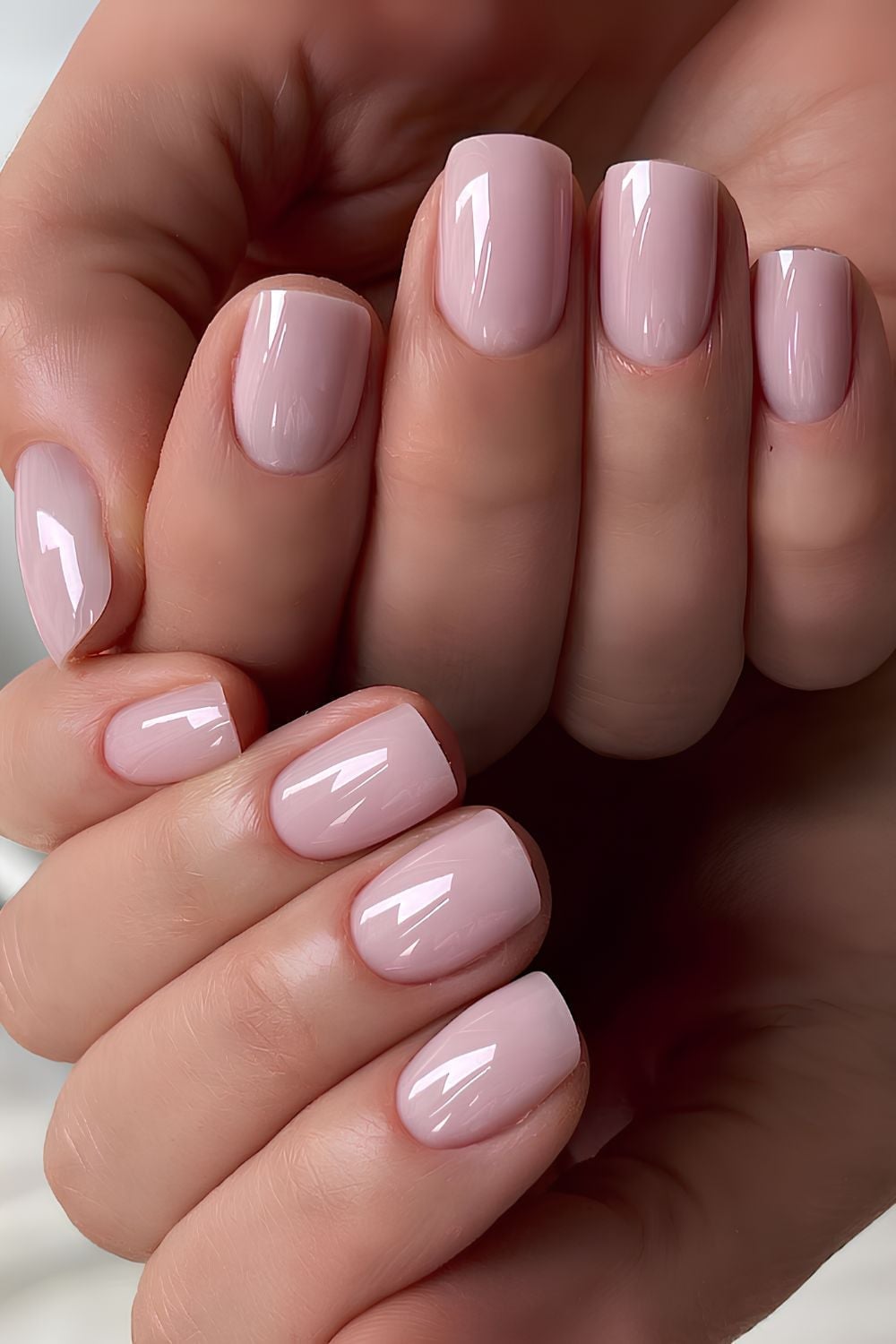 Milky Pale Pink Glossy Short Square Nails Milky Pale Pink Glossy Short Square Nails — Office Nails