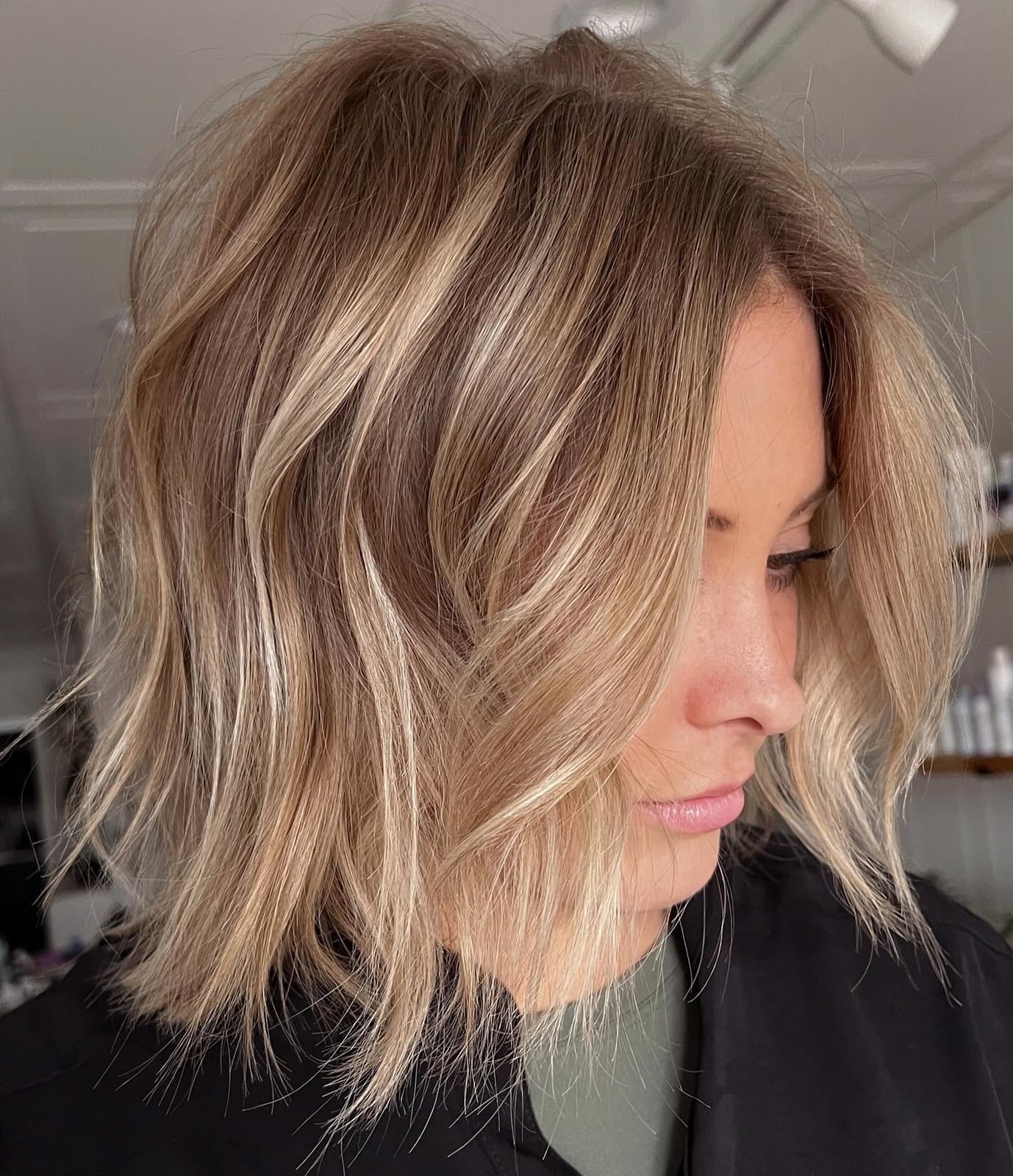 Collarbone Ash Blonde Shag With Wispy Bangs Collarbone Ash Blonde Shag With Wispy Bangs — Old Money Blonde