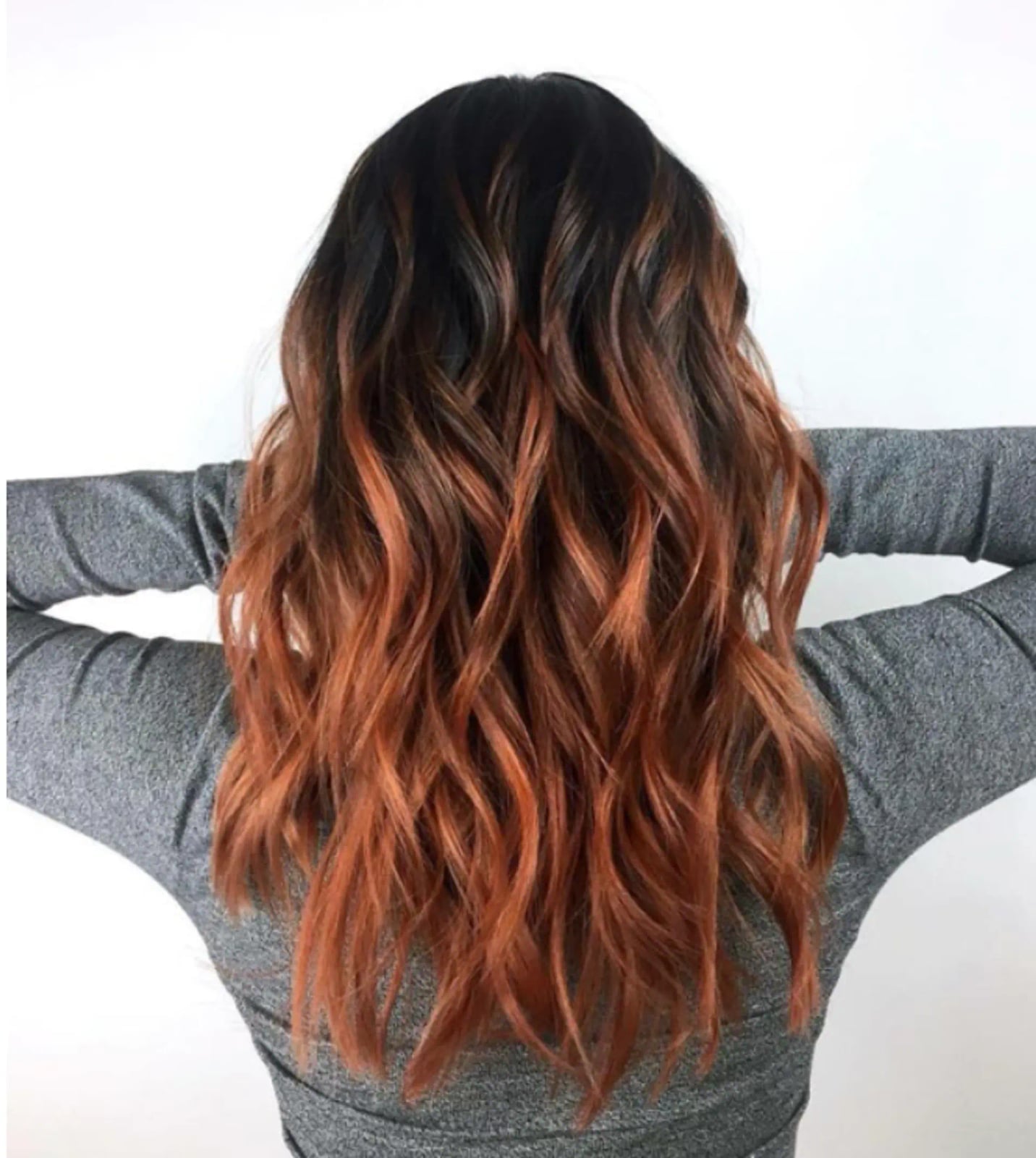 Collarbone Lob With Copper Ombre Collarbone Lob With Copper Ombre — Ombre Hair