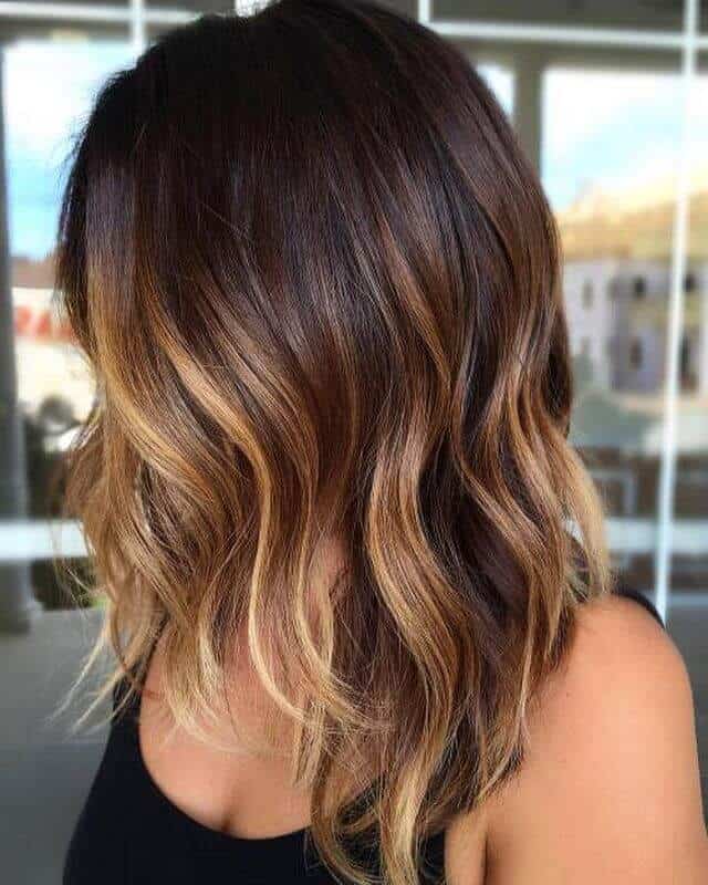Collarbone Lob With Dark Brown To Blonde Ombre And Side Part Collarbone Lob With Dark Brown To Blonde Ombre And Side Part — Ombre Hair