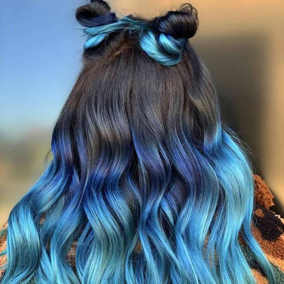 Mid-Back Dark Brown To Bright Blue Ombre Mid-Back Dark Brown To Bright Blue Ombre — Ombre Hair