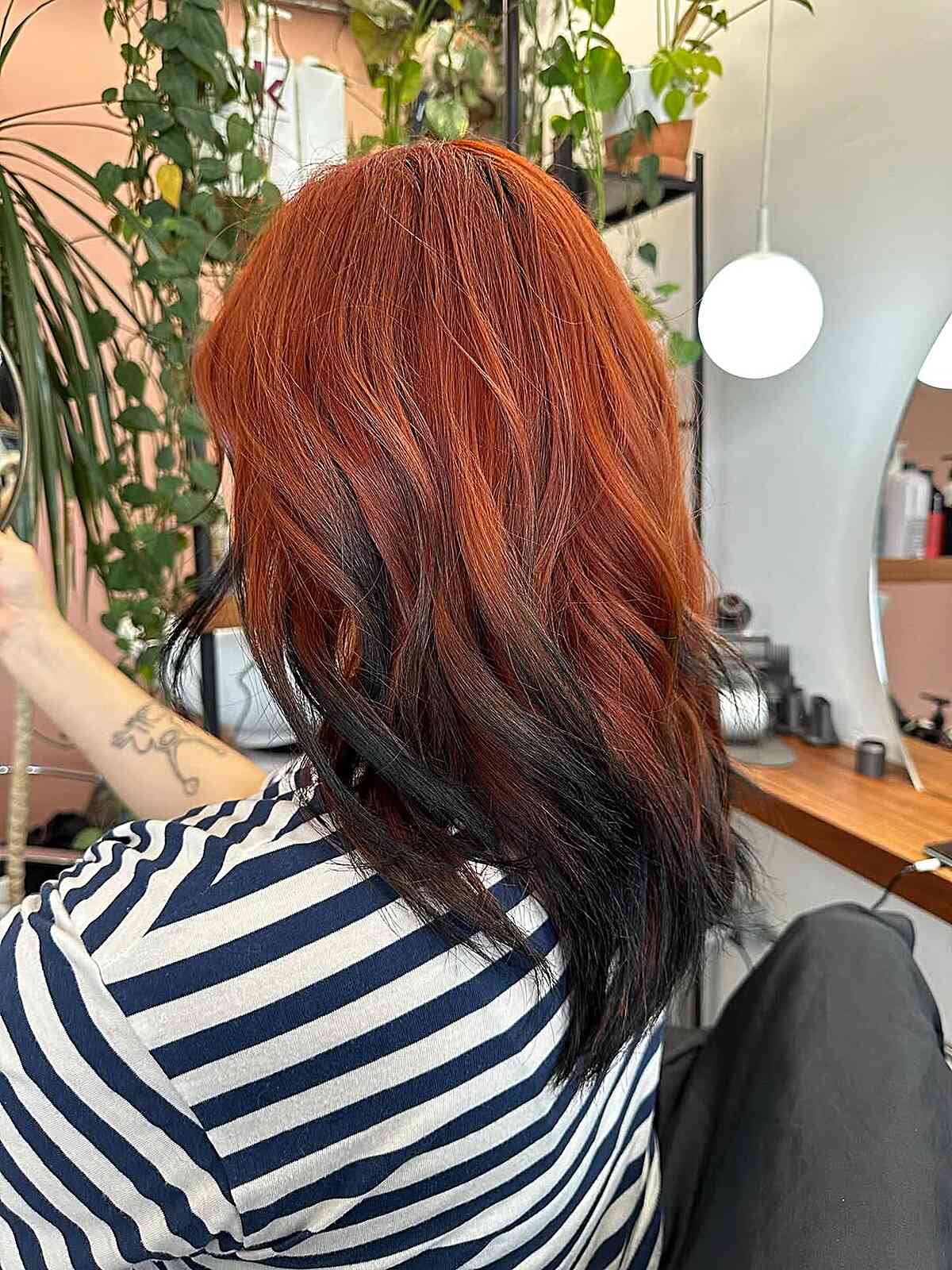 Collarbone Lob With Dark Red To Black Ombre Collarbone Lob With Dark Red To Black Ombre — Ombre Hair
