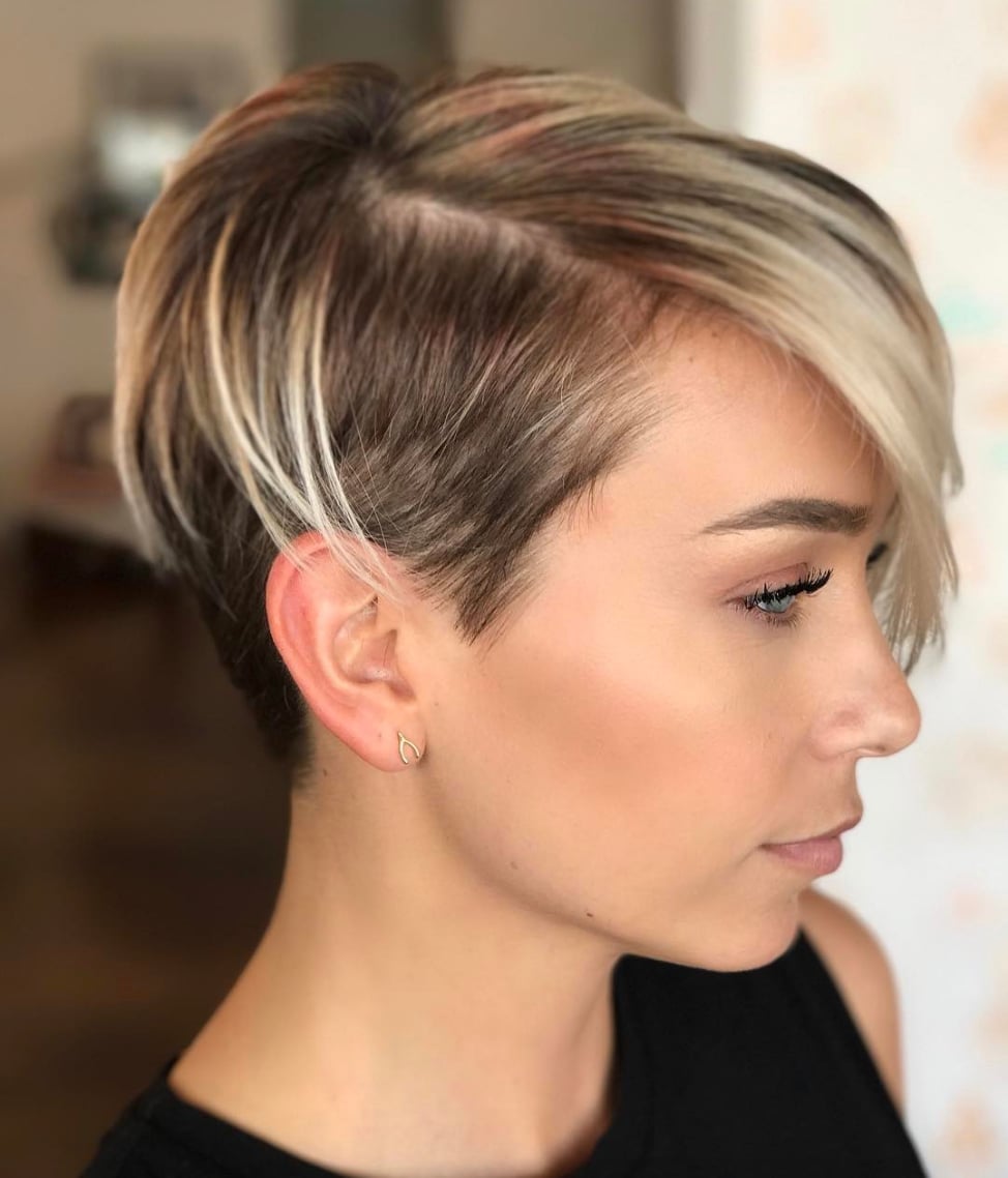 Pixie Bob With Side-Swept Bangs And Subtle Blonde Ombre Pixie Bob With Side-Swept Bangs And Subtle Blonde Ombre — Ombre Hair