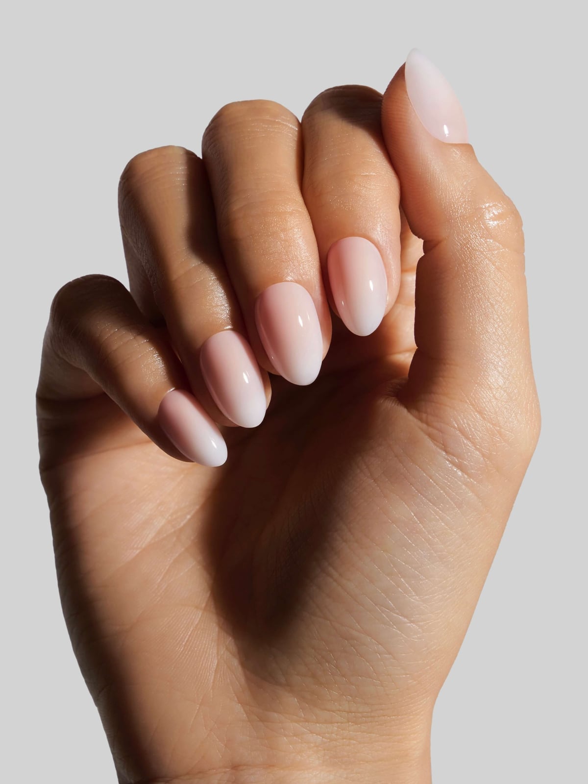 Extra Short Almond Milky White to Sheer Nude French Ombre — Ombre Nails