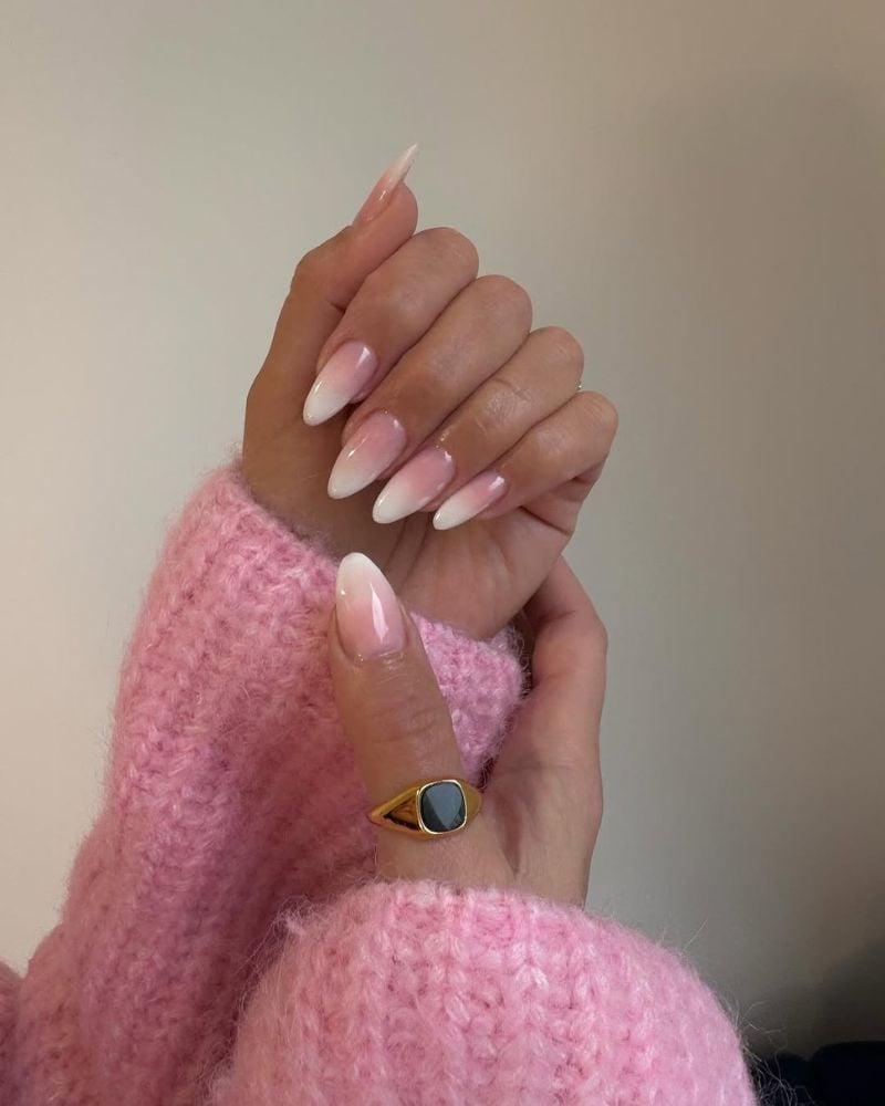 Medium Stiletto Glossy French Ombre — Ombre Nails