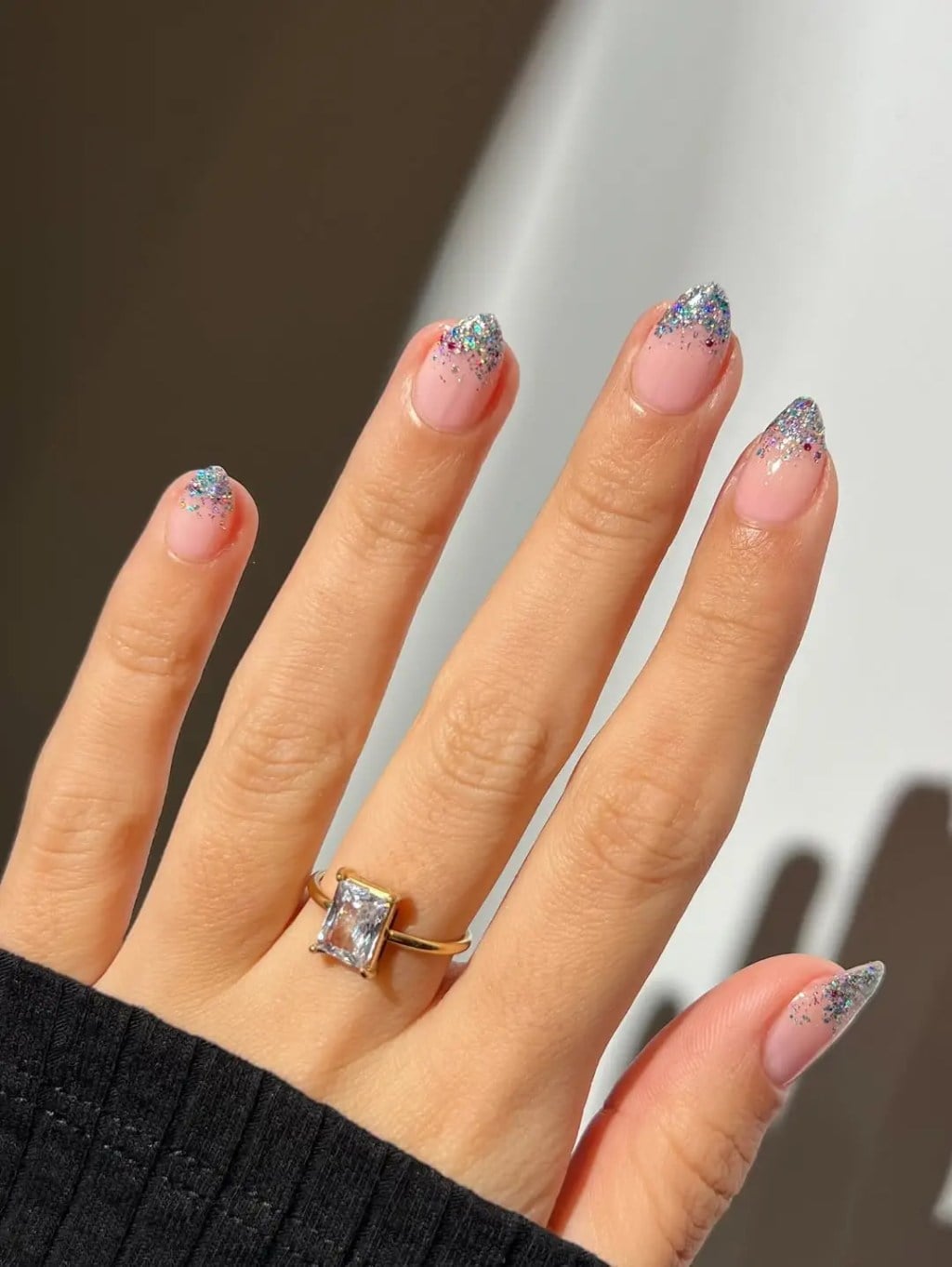 Medium Pointed Nude to Pink French Ombre with Bow Art — Ombre Nails