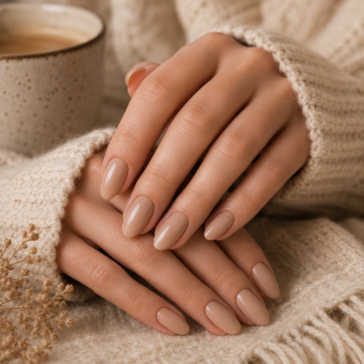 Short Oval Light Beige Nude Nails Short Oval Light Beige Nude Nails — One Color Nails