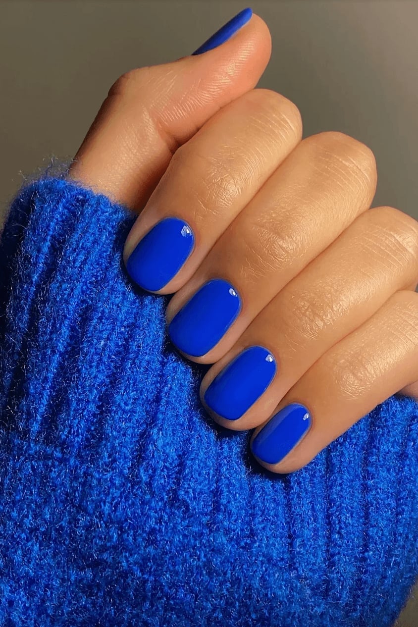 Short Square Vibrant Electric Blue Nails Short Square Vibrant Electric Blue Nails — One Color Nails