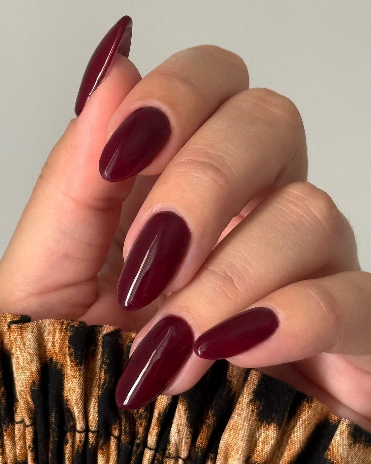 Long Almond Deep Berry Red Nails Long Almond Deep Berry Red Nails — One Color Nails