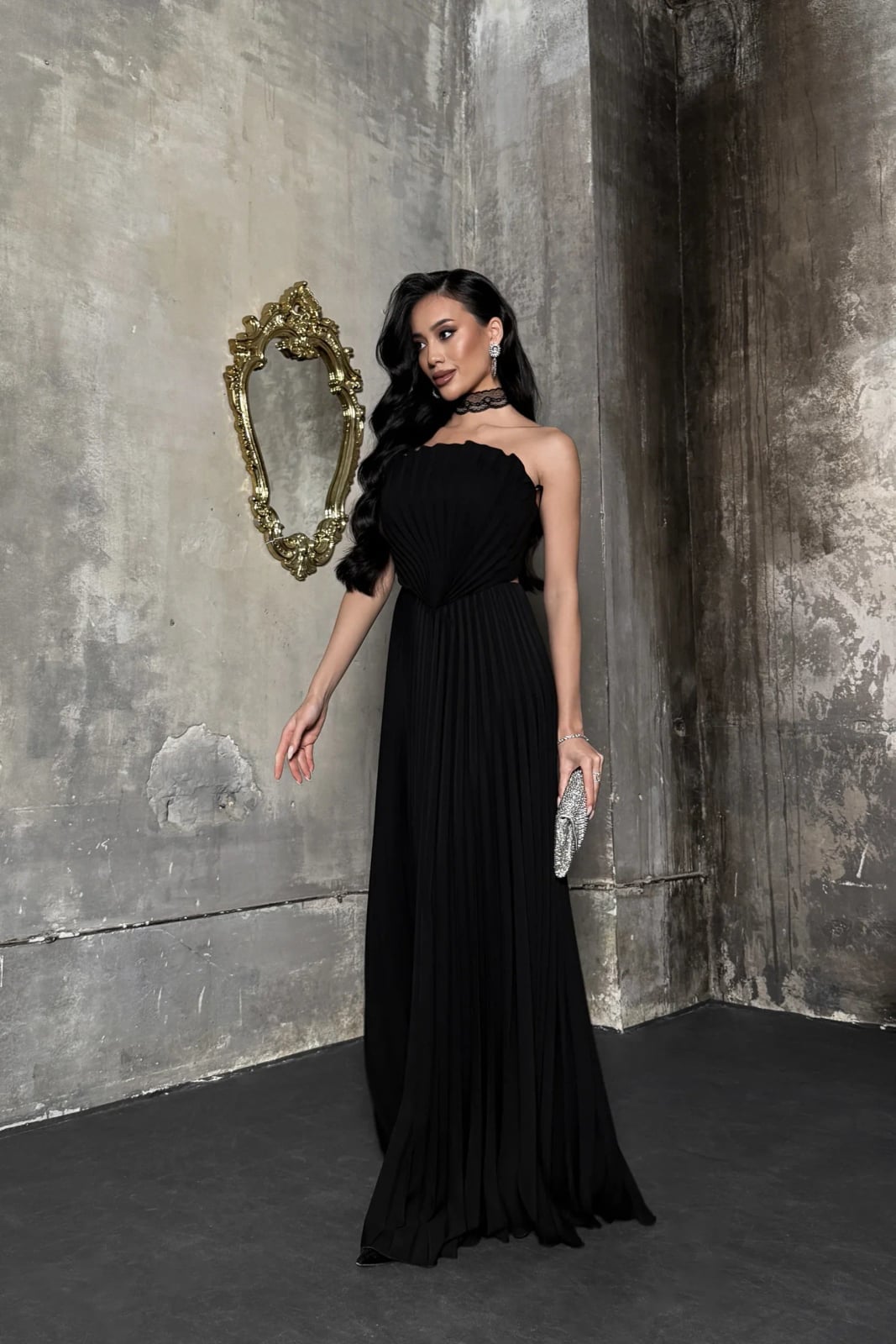 Black Strapless Pleated Gown — Opera Outfits