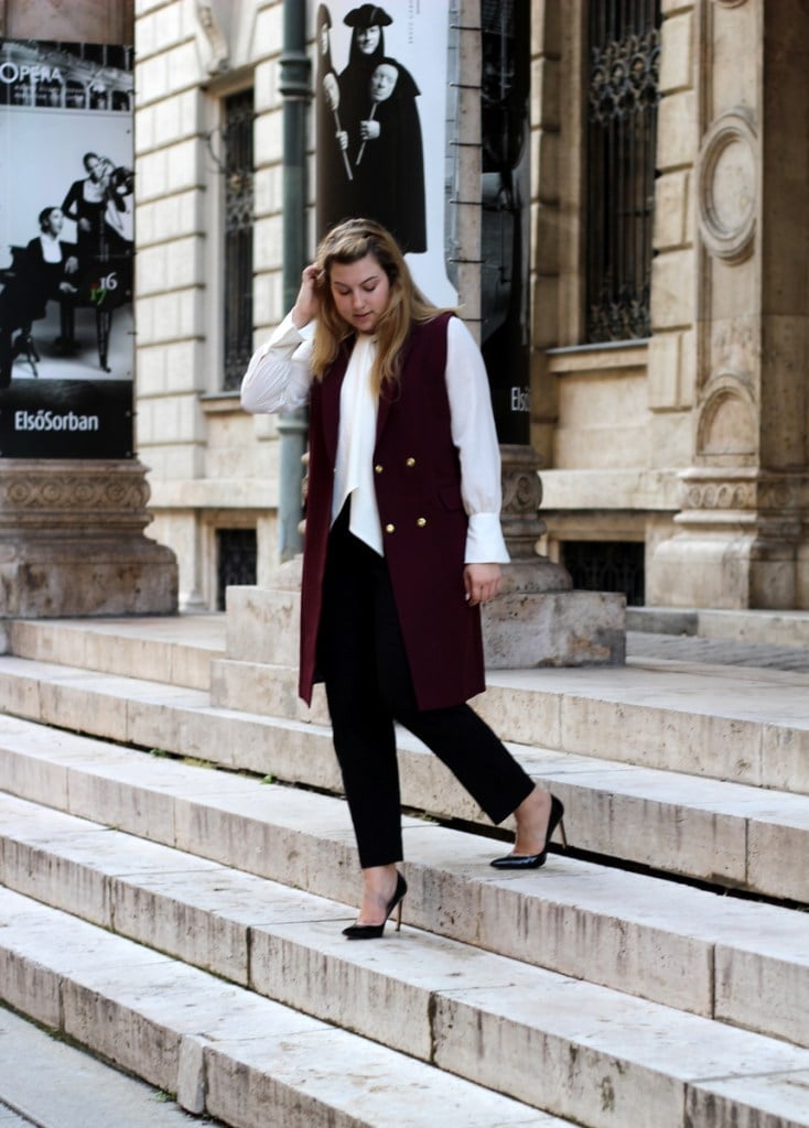 White Shirt and Burgundy Vest with Black Trousers — Opera Outfits