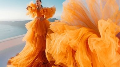 Orange fluffy dress