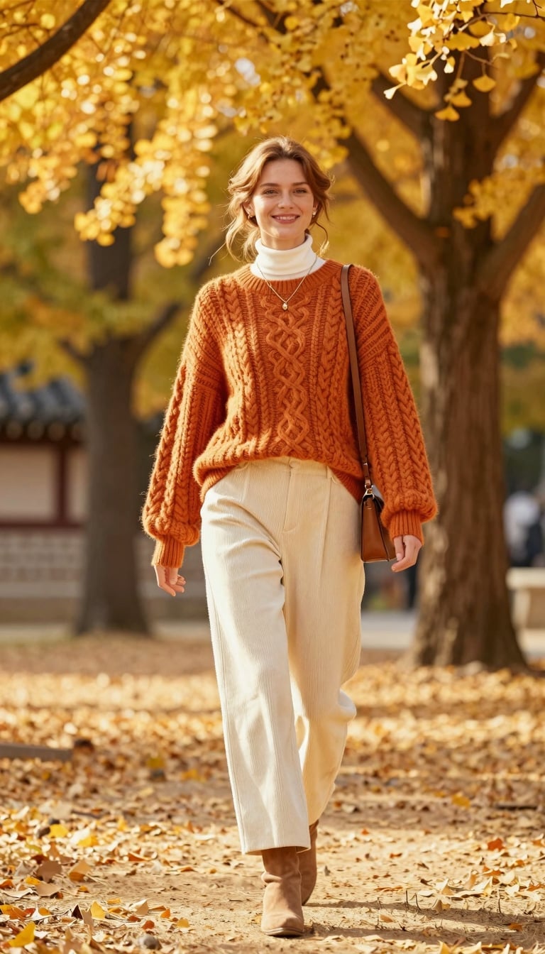 Burnt Orange Sweater Outfit for Autumn Days With Brown Ankle Boots Burnt Orange Sweater Outfit for Autumn Days With Brown Ankle Boots — Orange Outfits