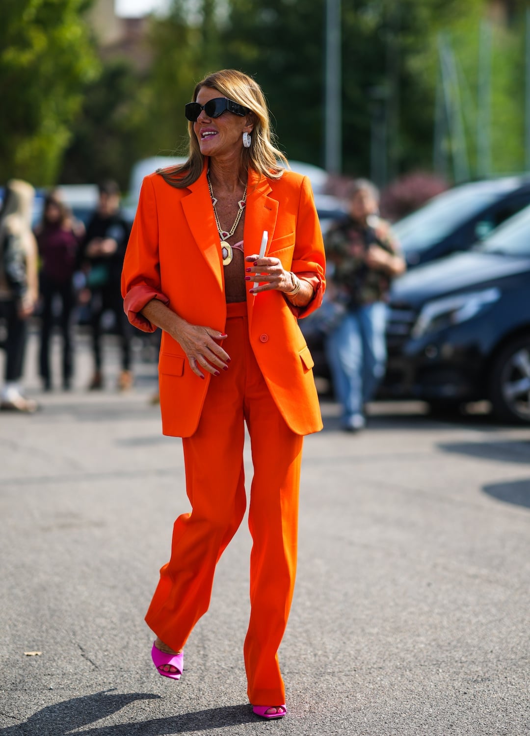 Monochromatic Orange Suit for Fashion Events With Oversized Blazer Monochromatic Orange Suit for Fashion Events With Oversized Blazer — Orange Outfits