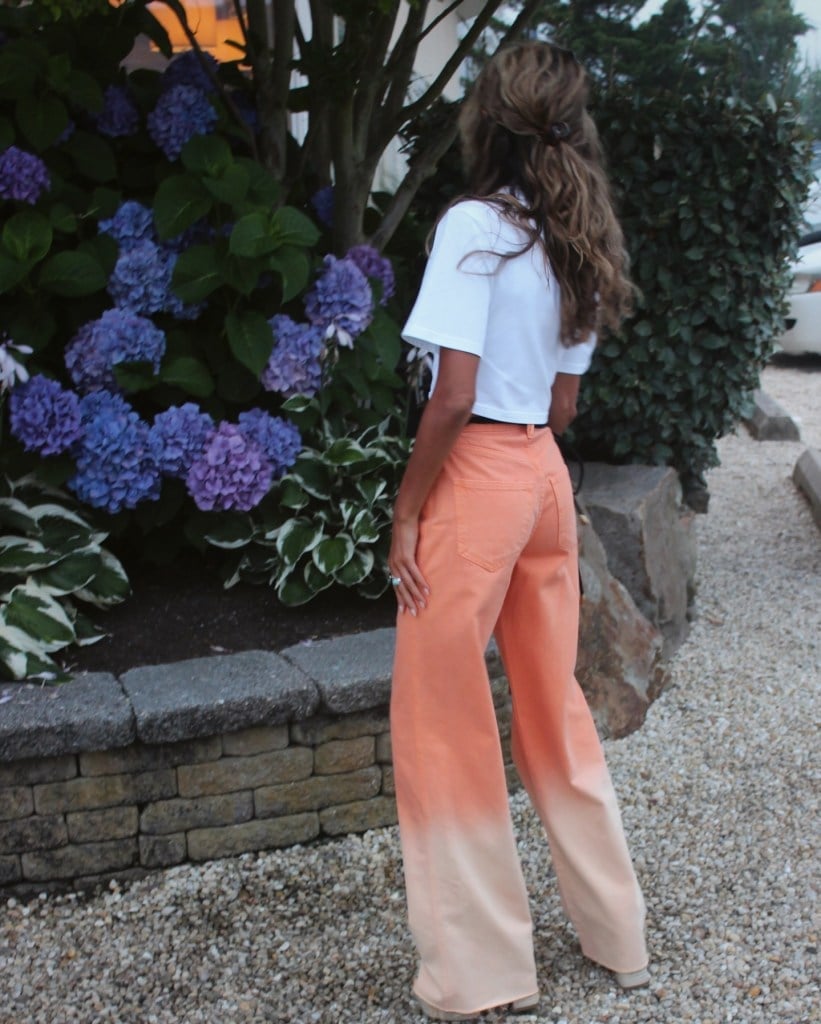 Peach To Orange Ombre Wide-Leg Jeans — Orange Pants Outfits