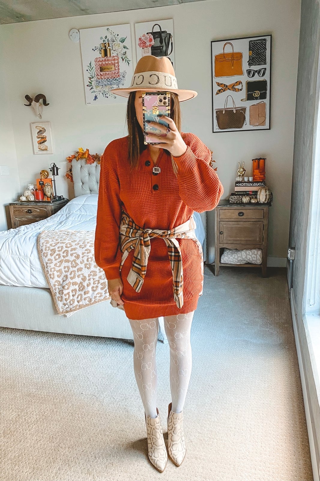 White Patterned Tights with a Sweater Dress White Patterned Tights with a Sweater Dress — Outfits with Tights