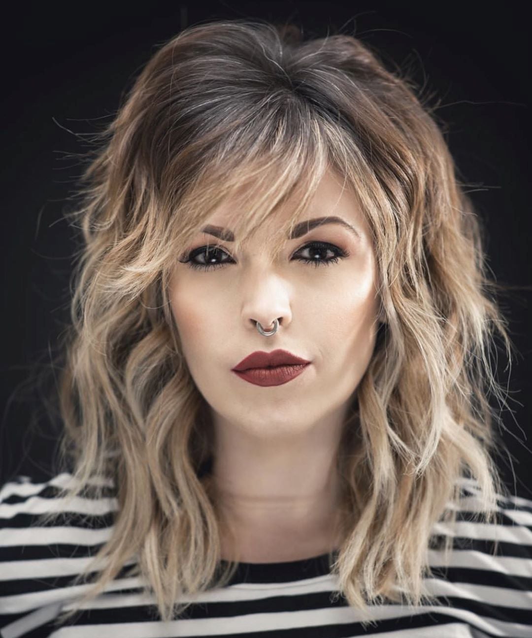 Mid-Back Layers With Wispy Bangs And Auburn Base — Oval Face Haircuts