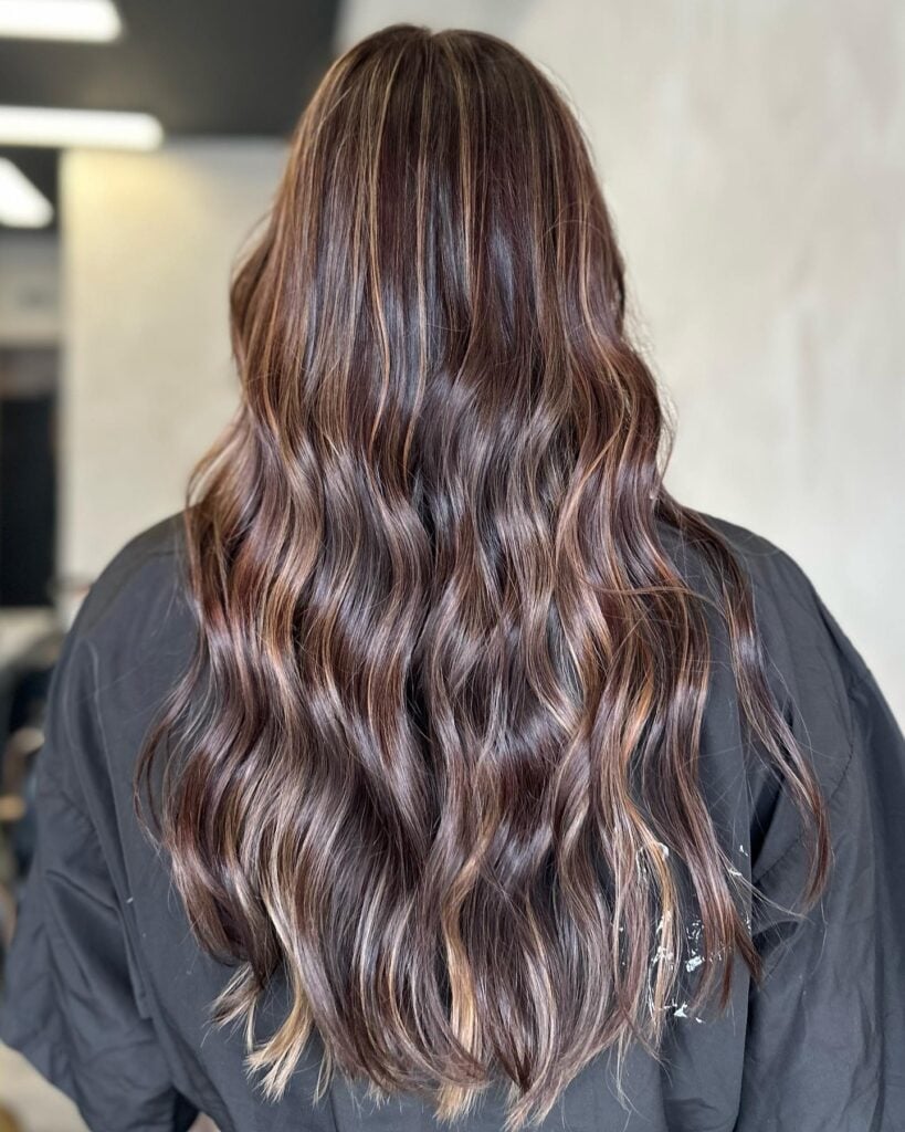 Mid-Back Layers With Lighter Brown and Blonde Highlights — Partial Highlights