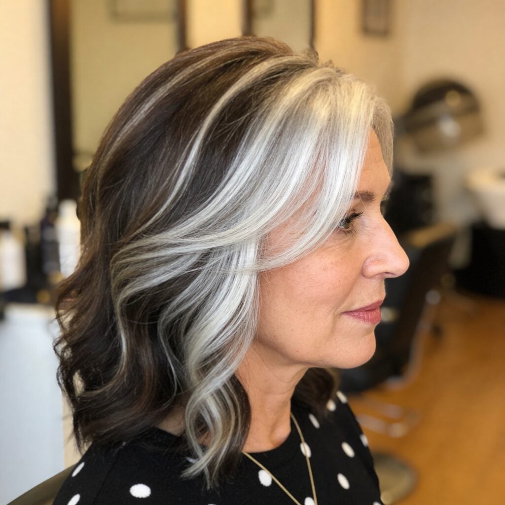 Dark Brown With Face-Framing Blonde Highlights — Partial Highlights