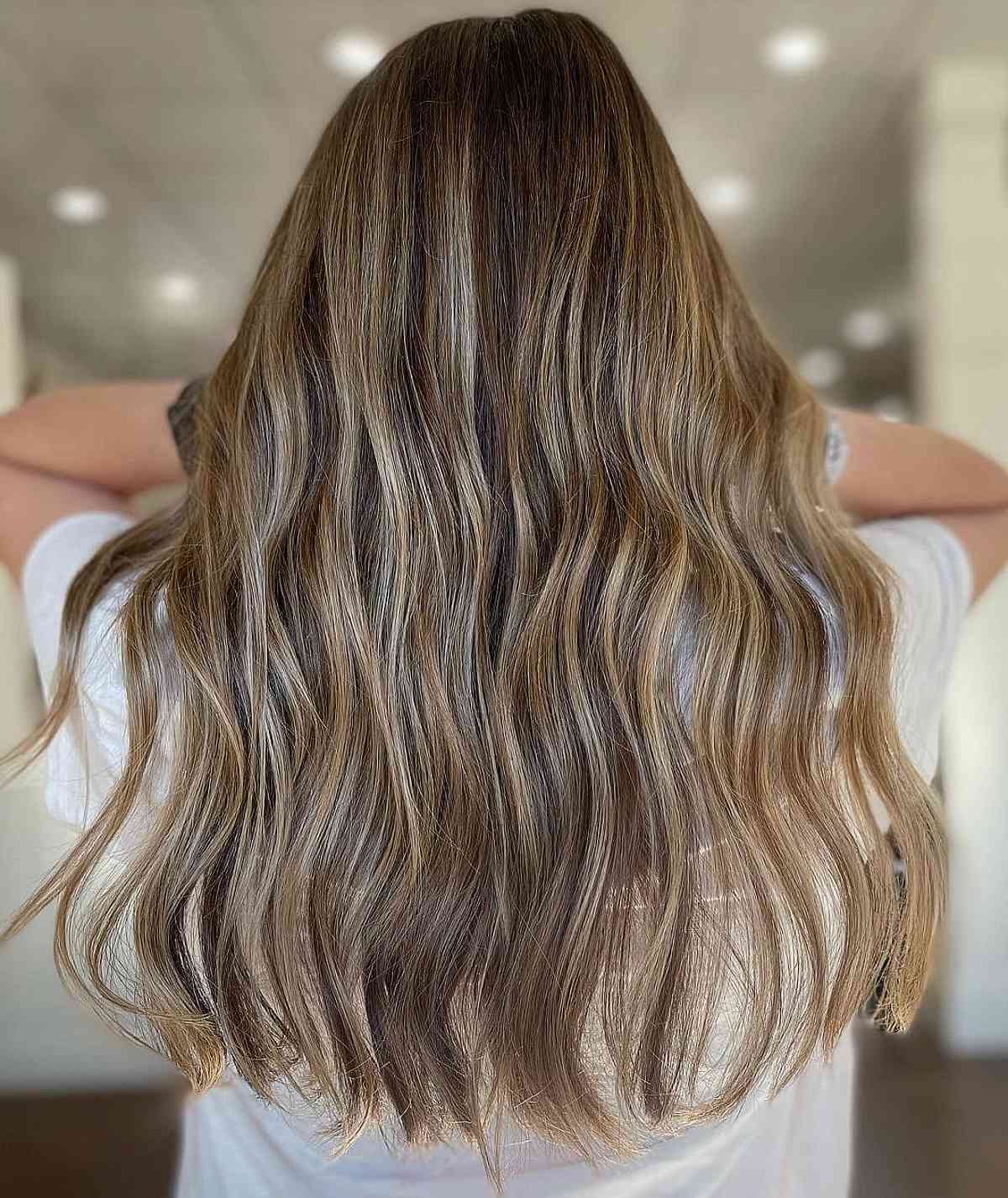 Medium Brown With Ash Blonde Highlights — Partial Highlights