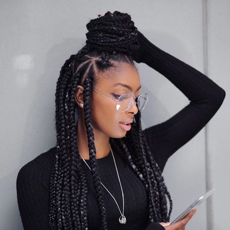 Box Braids Updo With Geometric Parts Box Braids Updo With Geometric Parts — Parts Braids