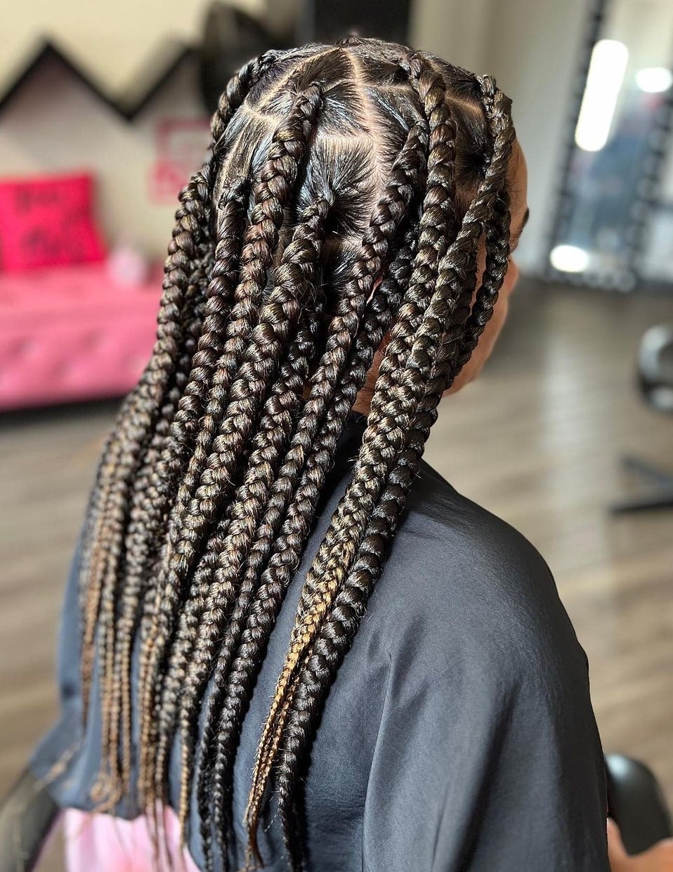 Dark Brown Box Braids With Blonde Highlights Dark Brown Box Braids With Blonde Highlights — Parts Braids