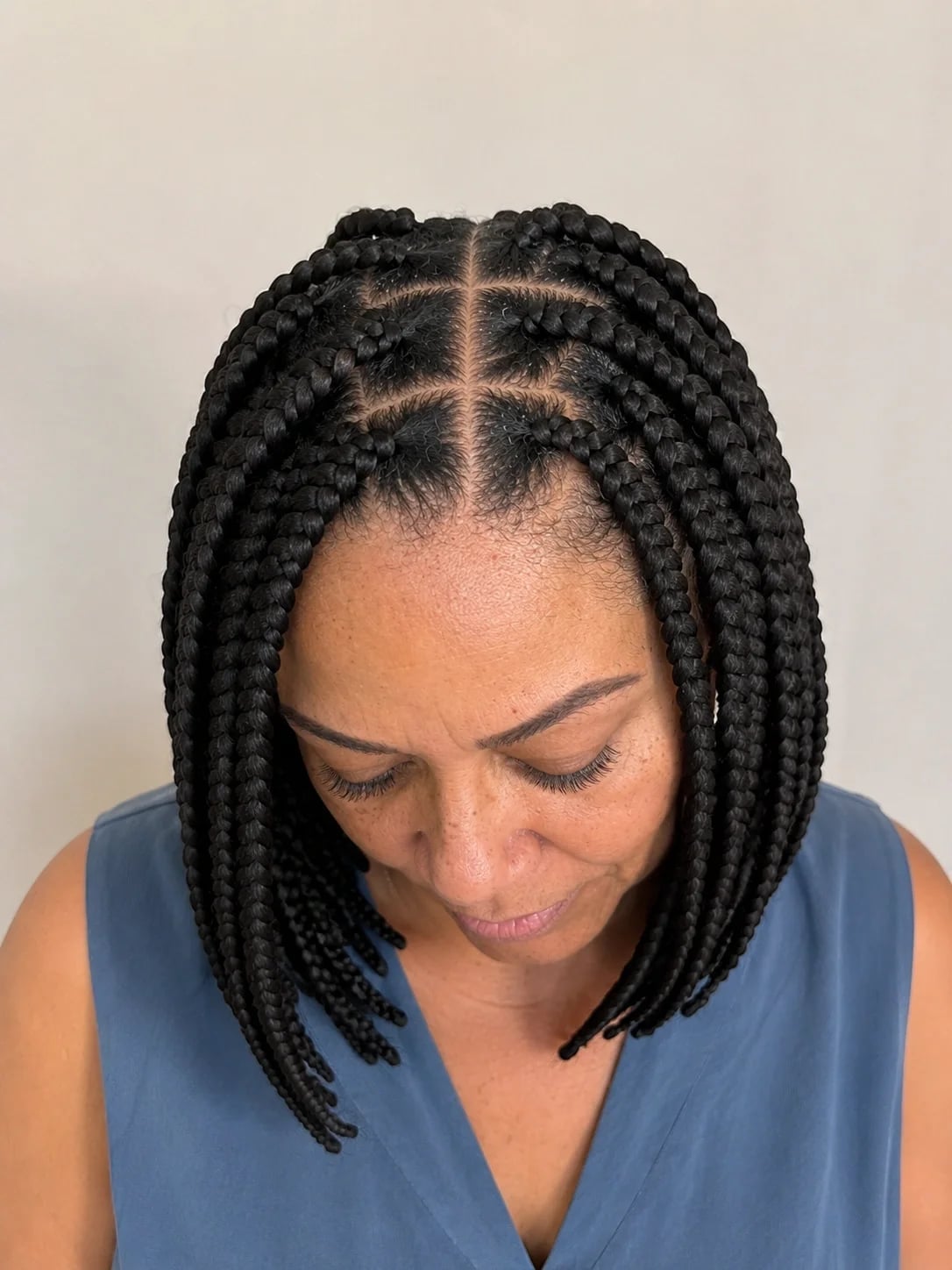 Collarbone Box Braids With Neat Sections Collarbone Box Braids With Neat Sections — Parts Braids
